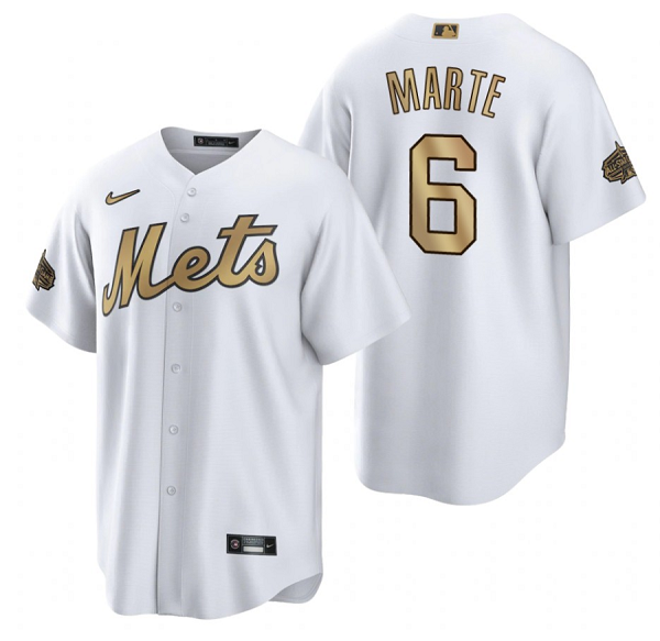 Men's White New York Mets #6 Starling Marte 2022 All-Star Cool Base Stitched Baseball Jersey